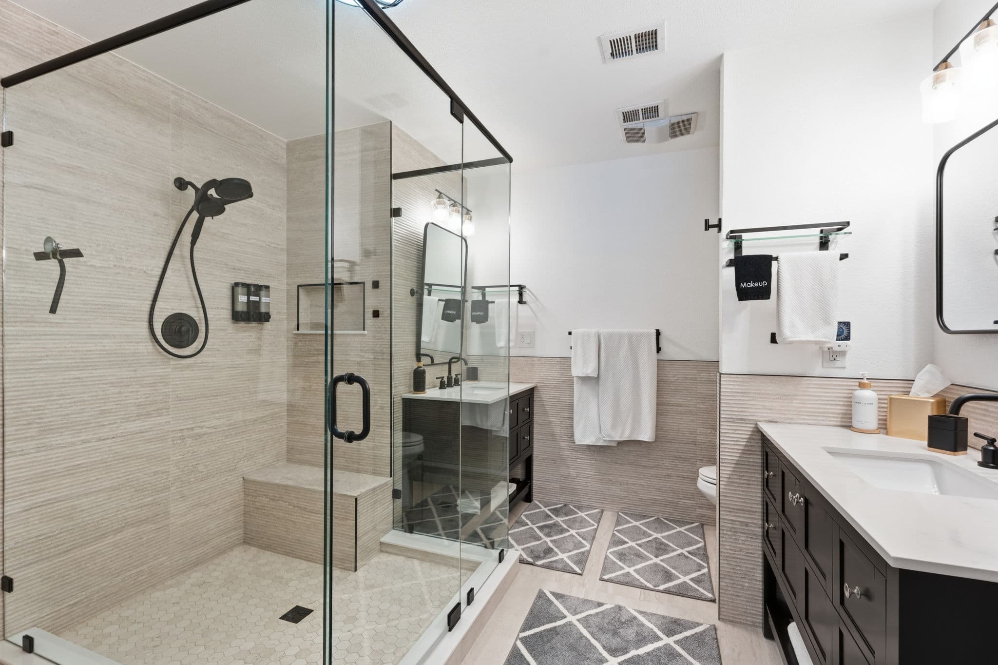 Spa-style primary bathroom with walk-in shower